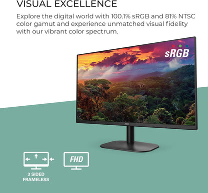 AOC 27B2H2 27" Frameless 100Hz IPS FHD Monitor