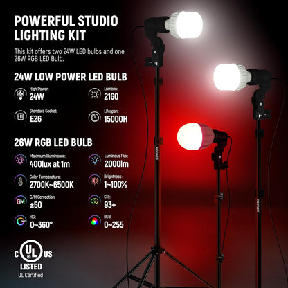 Neewer 10103701 400W Photography Lighting Kit Umbrellas LED