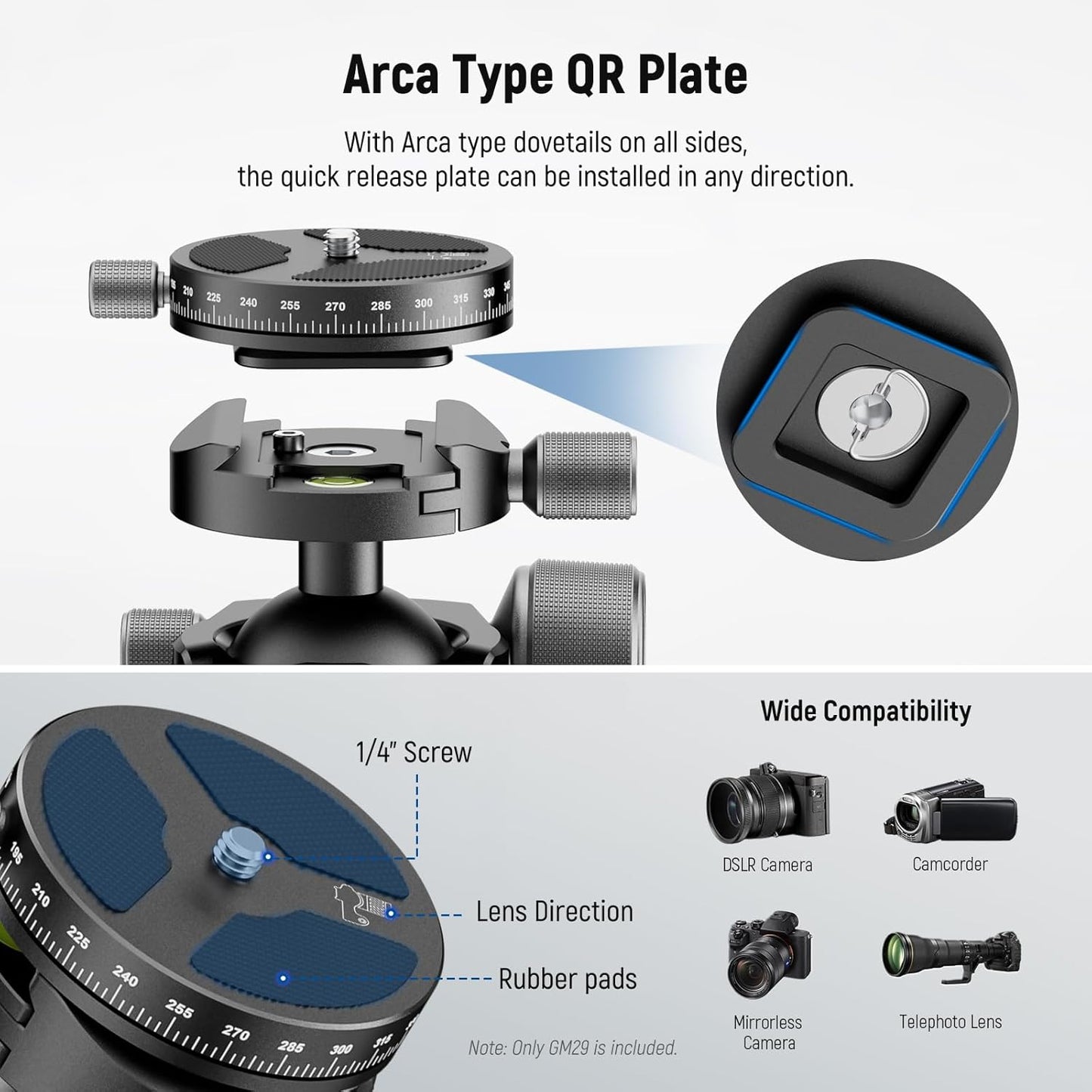 Neewer GM29 Low Profile Ball Head Heavy Duty