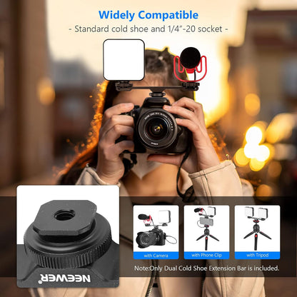 Neewer 10100281 Dual Cold Shoe Mount Extension Bracket