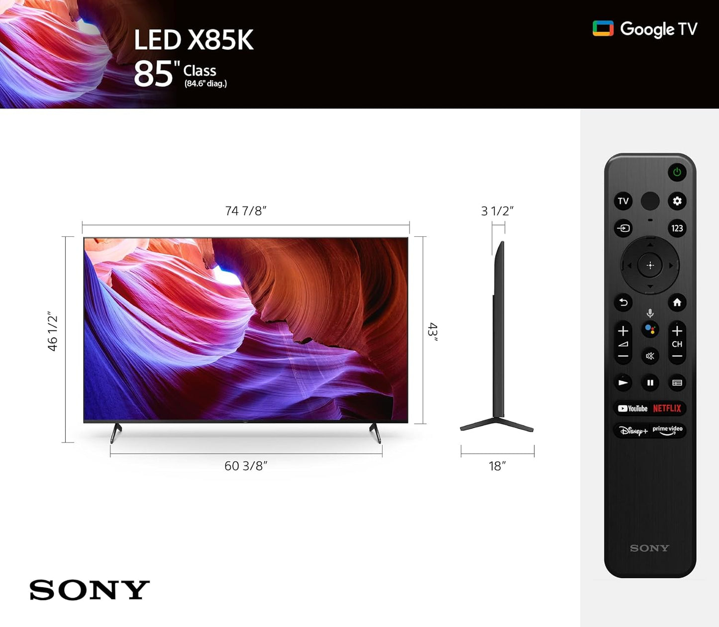 Sony KD85X85K 85-Inch 4K Ultra HD Google TV