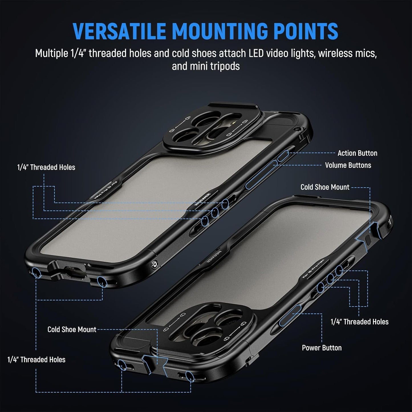 NEEWER PA044+PA045B iPhone 15 Pro Max Video Cage
