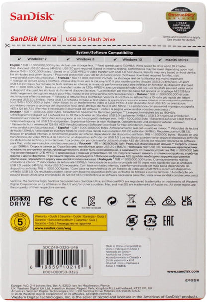 SanDisk SDCZ48-032G-UAM46 32GB Ultra USB 3.0 Flash Drive