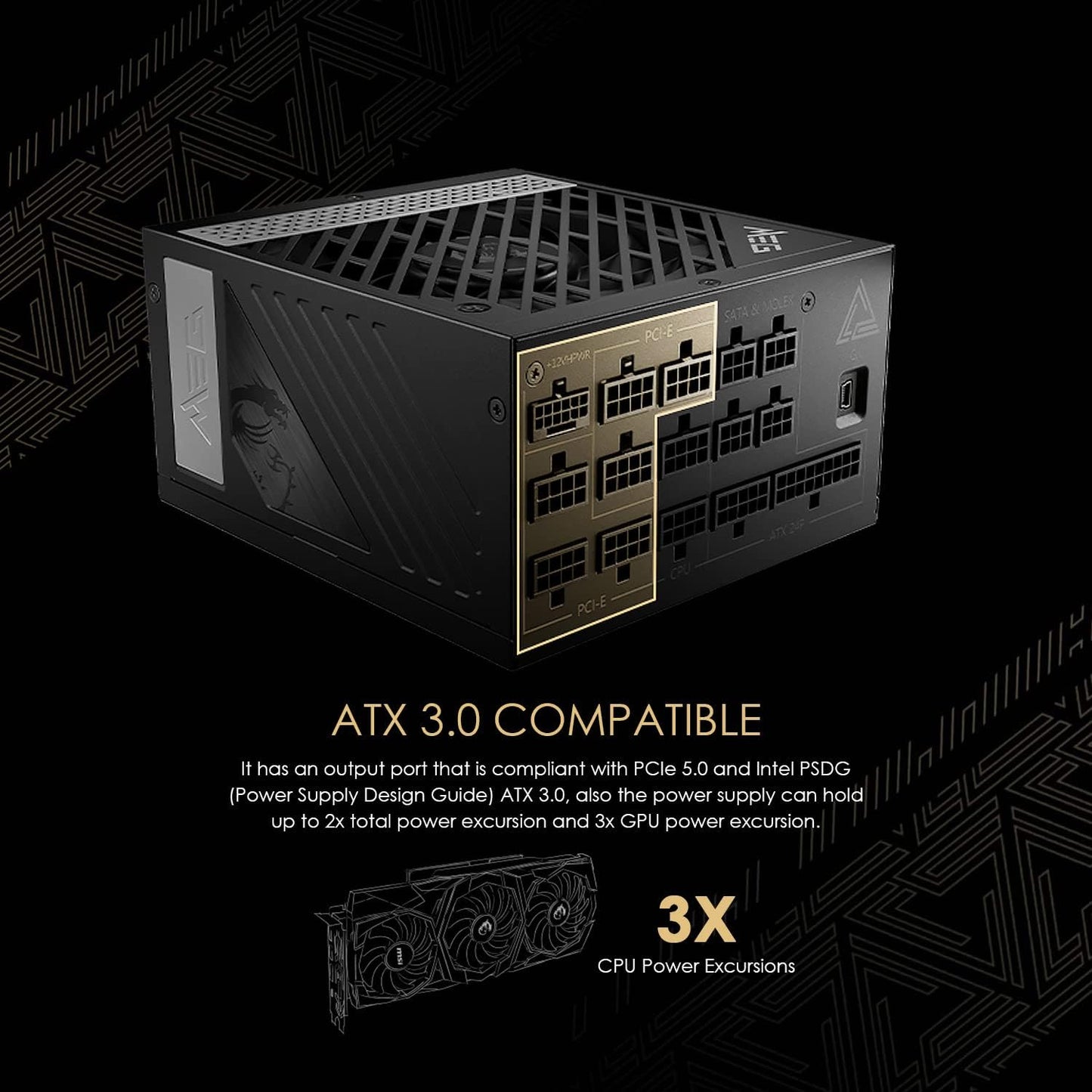 MSI MEGAI1300PPCIE5 1300W ATX 3.0 Gaming Power Supply