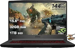 MSI GF65 Thin Gaming Laptop: RTX 3060, 32GB RAM, 1TB SSD