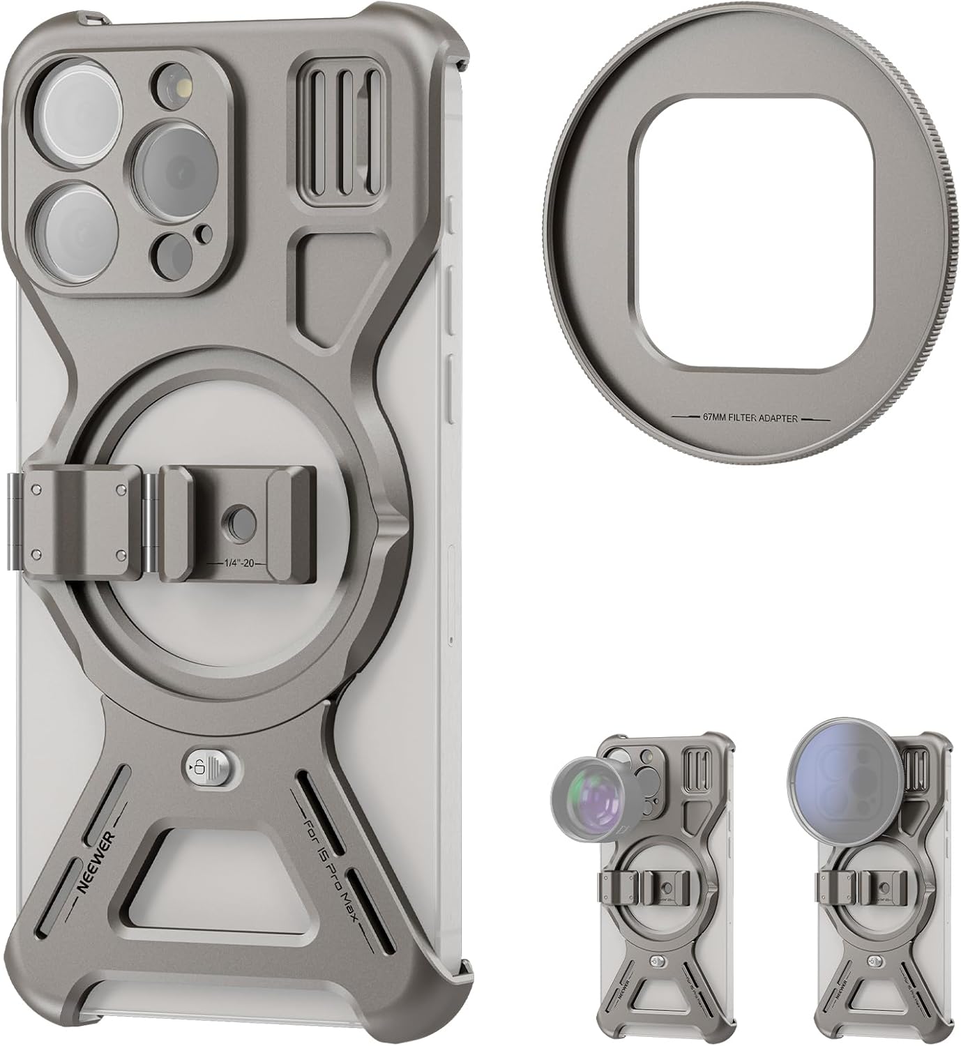 Neewer PA068 LiteArmor Metal Frame Case - iPhone 15 Pro Max