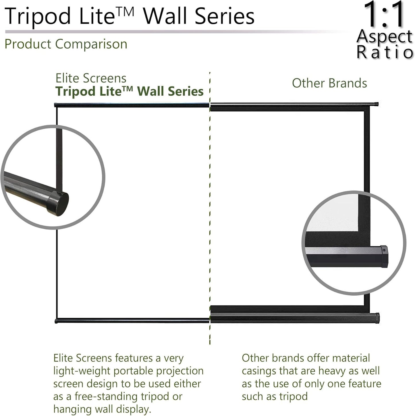 Elite Screens T50SW 50" Tripod Projector Screen - Portable 2-in-1