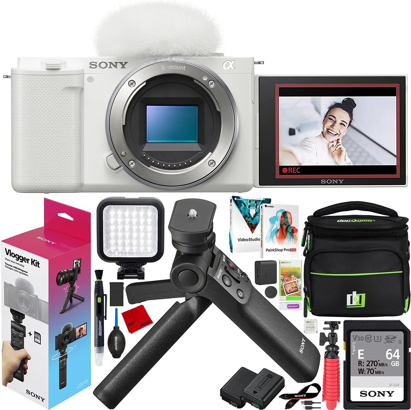 Sony E3SNILCZVE10W ZV-E10 Vlogging Camera Body Kit (White)