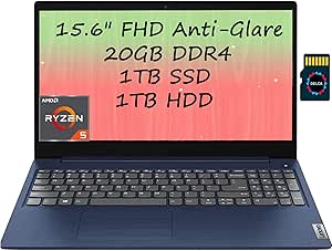 Lenovo IdeaPad 3 AMD Ryzen 5 Laptop 20GB RAM 1TB SSD+HDD