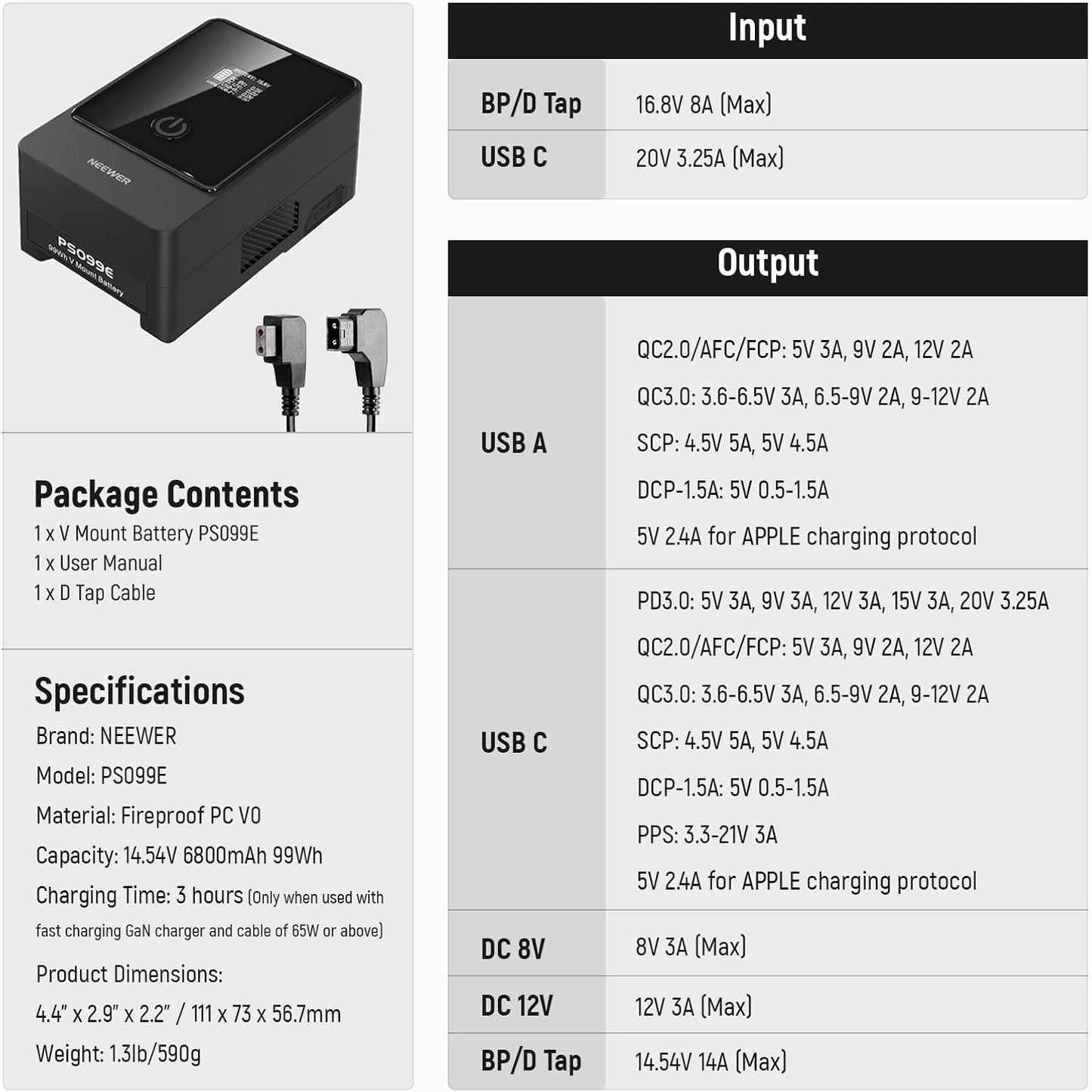 Neewer PS099E Mini V Mount Battery 99Wh 6800mAh