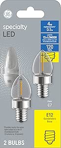 GE 13887 LED Night Light Bulb Candelabra Base 2-Pack