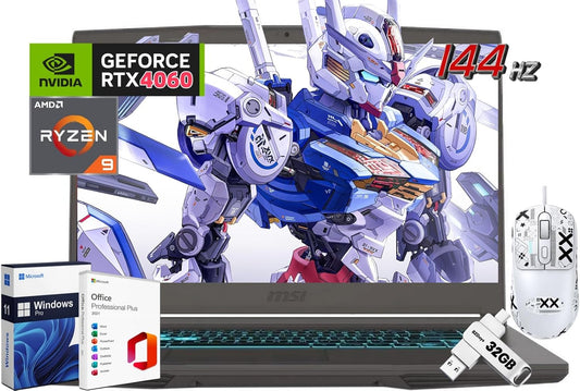 MSI Thin 15 4060 Gaming Laptop Ryzen 9 RTX 4060