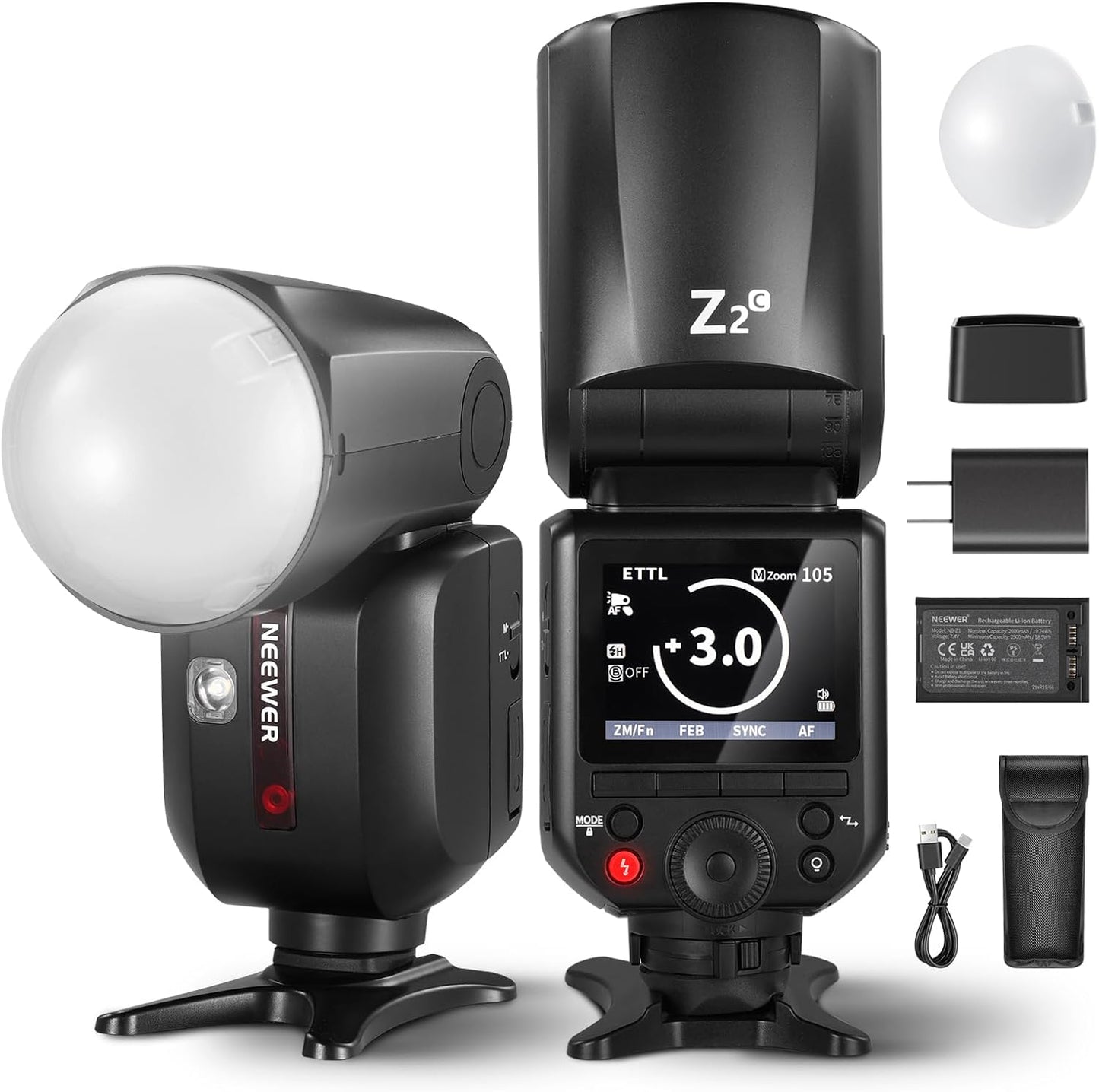 Neewer Z2-C 2.4G TTL Round Head Flash Canon