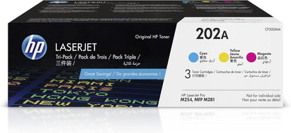 HP CF500AM 202A Color LaserJet Toner Cartridge 3-Pack