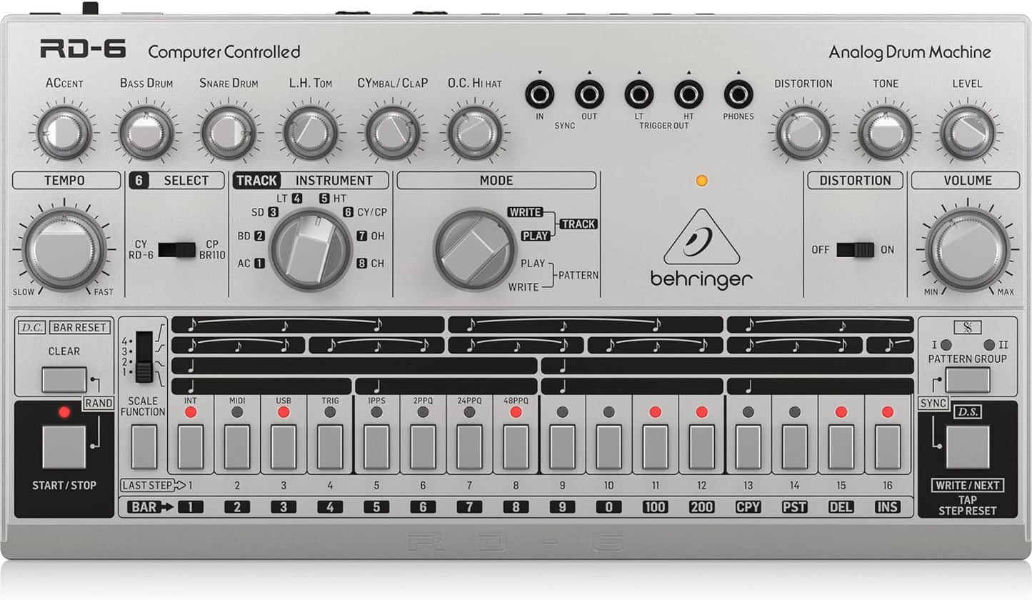 Behringer RD-6-SR Analog Drum Machine - Silver Rhythm Designer