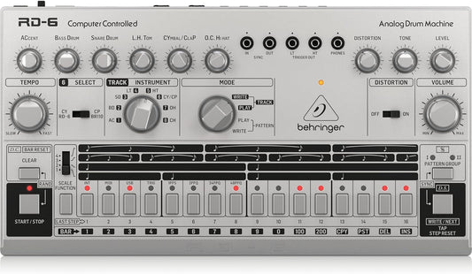 Behringer RD-6-SR Analog Drum Machine - Silver Rhythm Designer