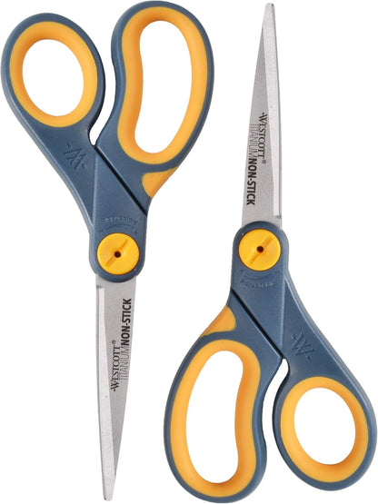 Westcott 16550 Titanium Non-Stick 8-inch Scissors 2-Pack