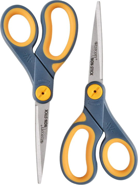 Westcott 16550 Titanium Non-Stick 8-inch Scissors 2-Pack