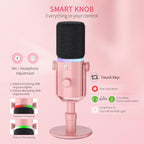 FEELWORLD PM1 Dynamic XLR USB Podcast Microphone Pink