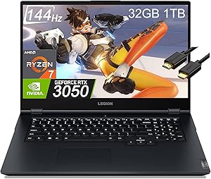Lenovo Legion 5 17.3" Gaming Laptop: Ryzen 7, 32GB RAM, RTX 3050, 144Hz