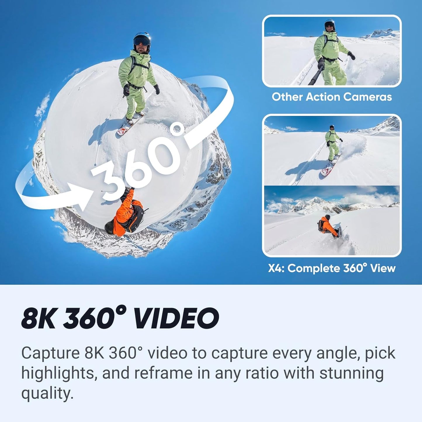 Insta360 X4 Snowboard Bundle 8K 360 Action Camera