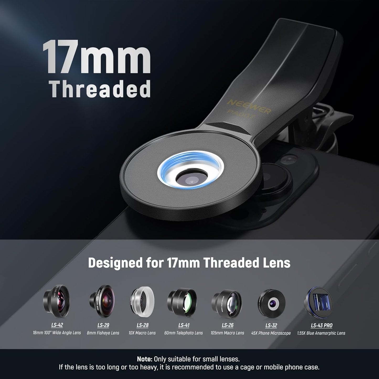 Neewer 10103673 Universal Phone Clamp 17mm Thread Lens