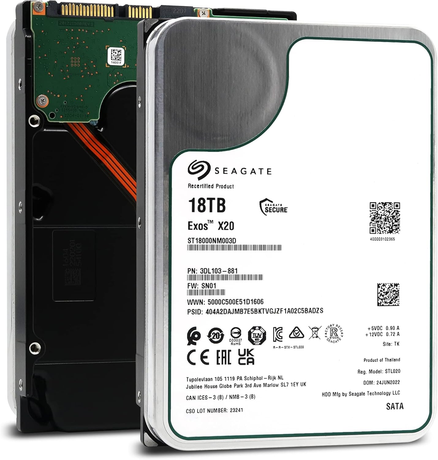 Seagate Exos X20 18TB SATA Enterprise Hard Drive (Renewed)