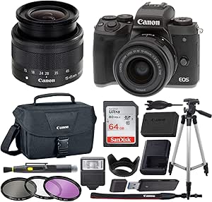 Canon EOS M5 Mirrorless Camera Bundle with 15-45mm Lens