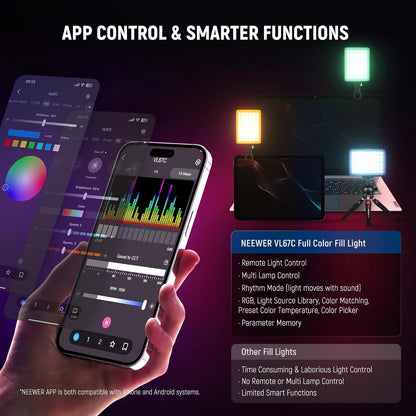 Neewer VL67C RGB Selfie Light with App Control