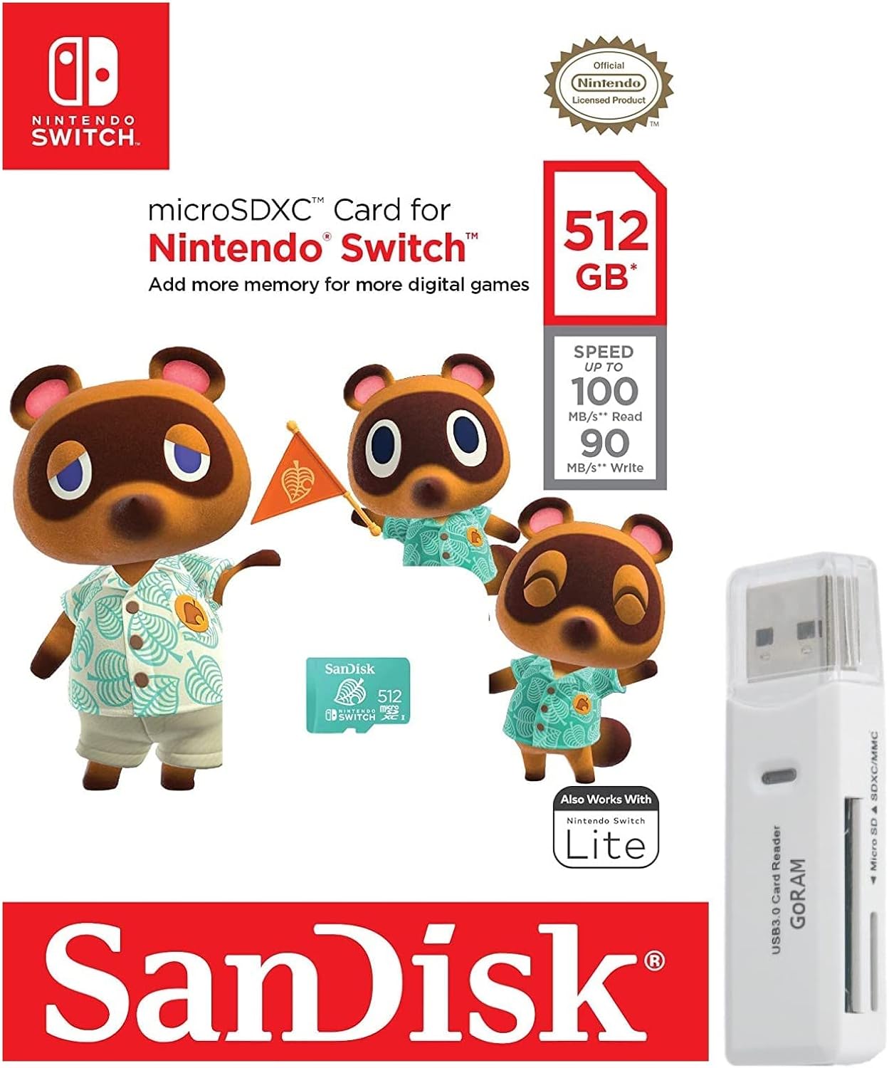 SanDisk SDSQXAO-512G 512GB MicroSD Nintendo Switch Animal Crossing