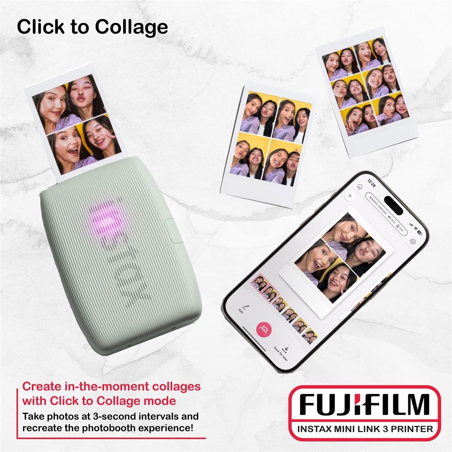 Fujifilm 810146892465 Instax Mini Link 3 Printer Bundle - Film & Case