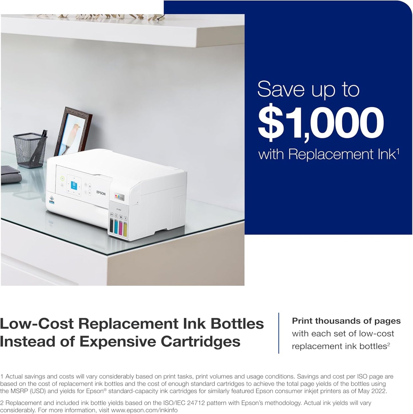 Epson C11CK58201-N EcoTank ET-2840 Wireless Color Printer - Renewed