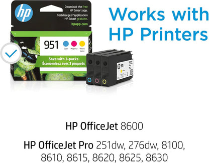 HP CN051AN 951 CMY Ink Cartridge 3-Pack
