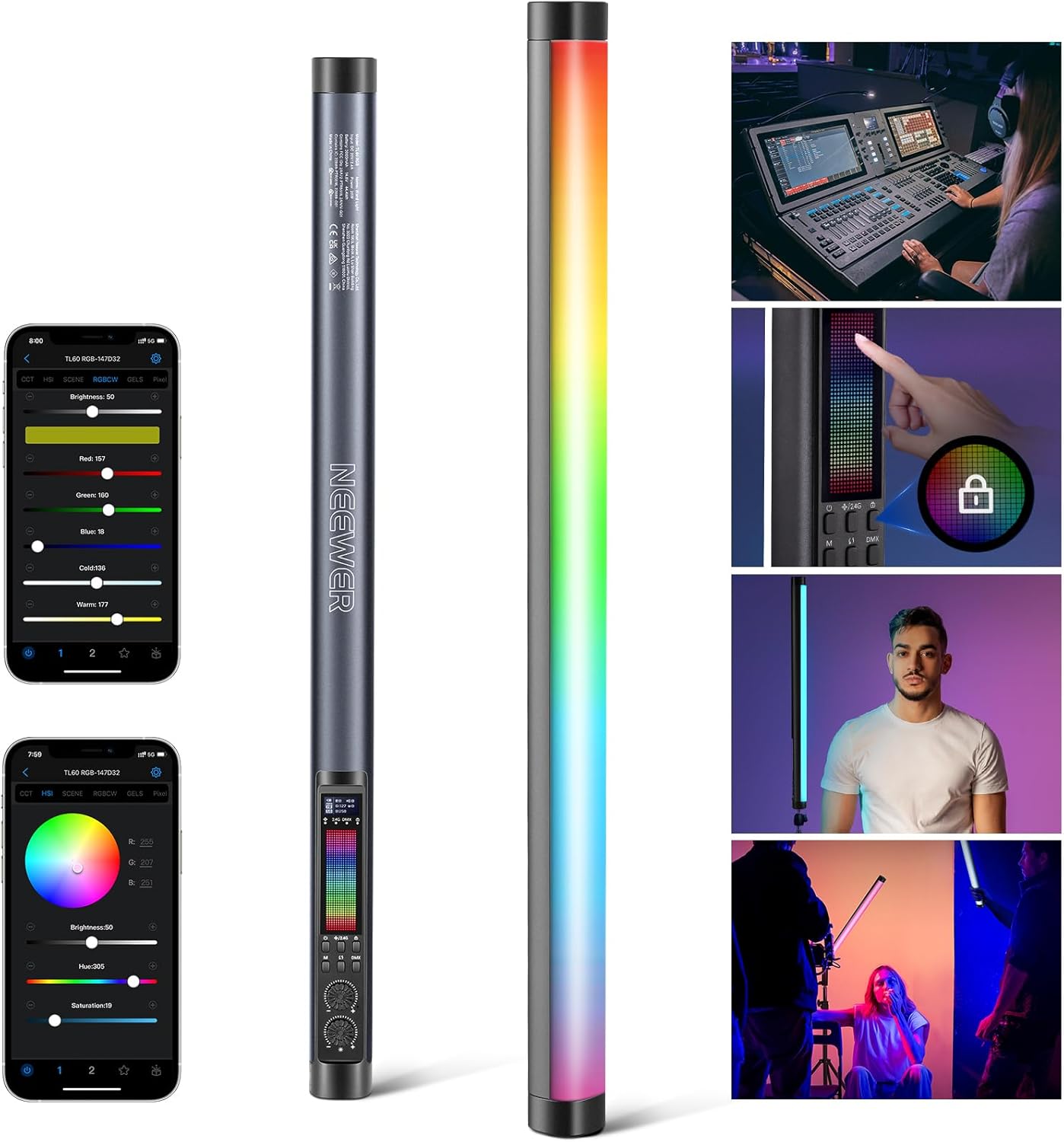 Neewer 10102495 TL60 RGB Tube Light Photography Wand