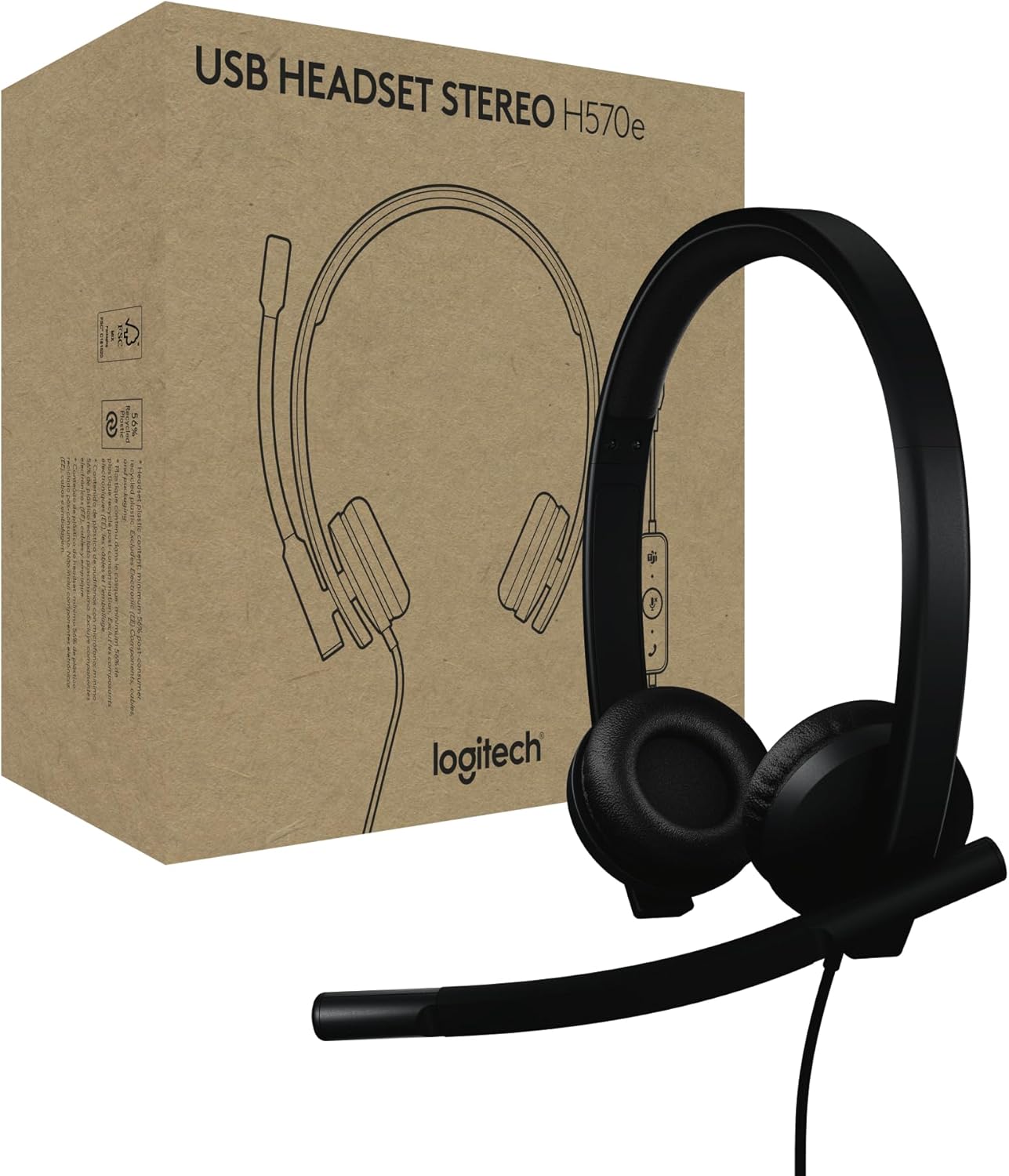 Logitech H570e USB Headset Microphone Teams Certified