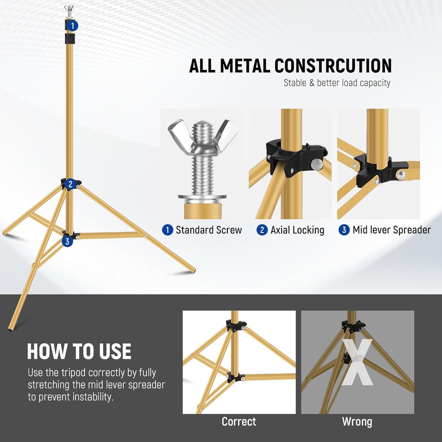 Neewer 10ft Photo Studio Backdrop Support System - Gold