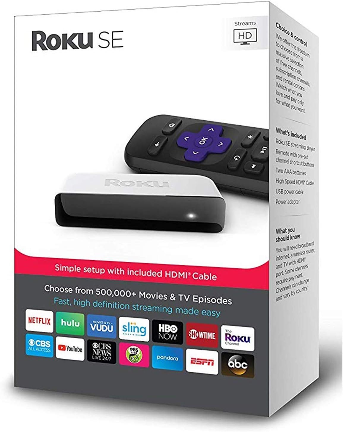 Roku 3900SE HD Streaming Media Player (Renewed)