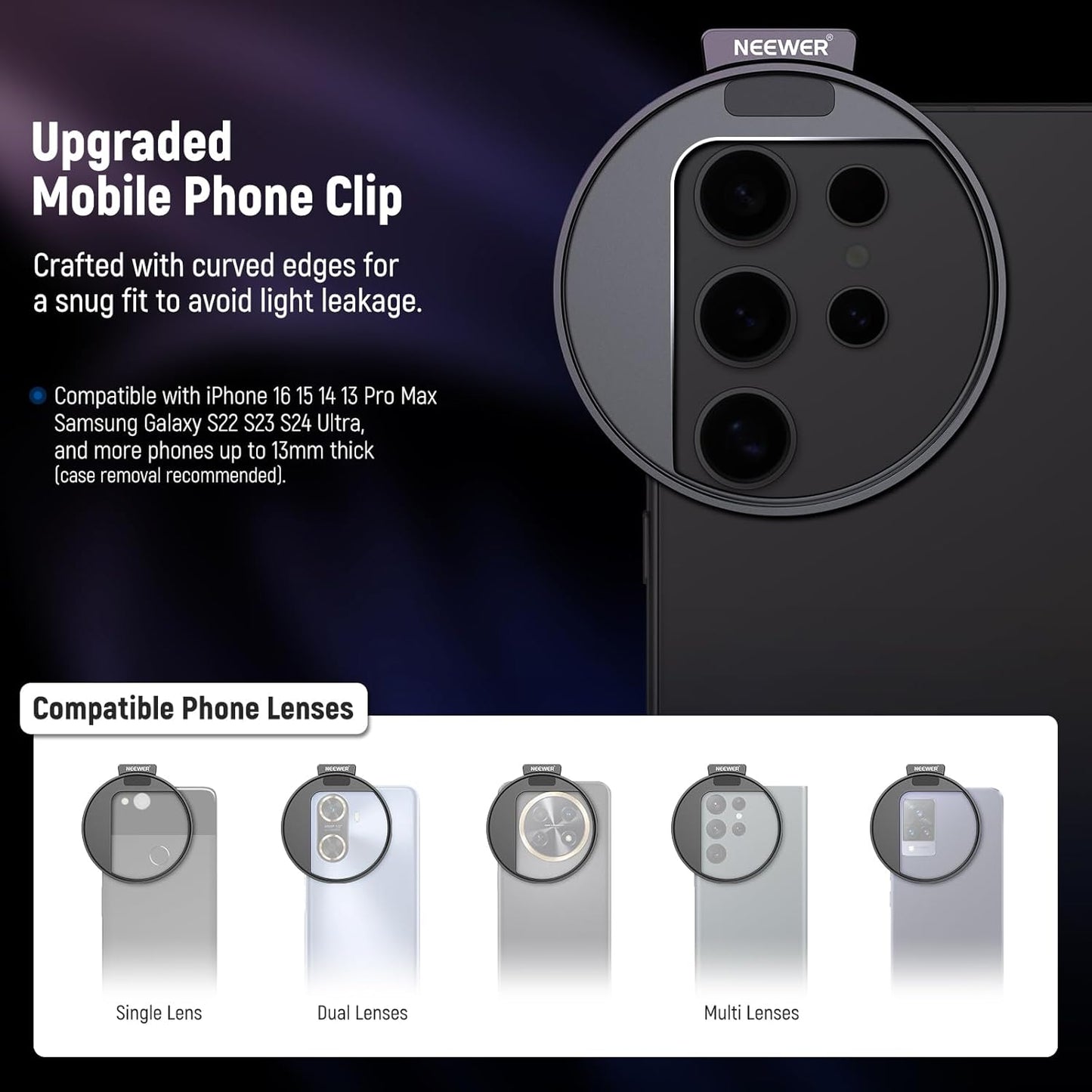 Neewer 67mm CPL Phone Camera Filter Polarizer Kit