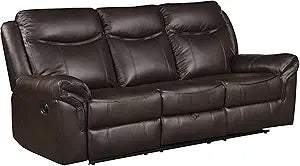 Lexicon Braelyn Reclining Sofa - Faux Leather - Dark Brown