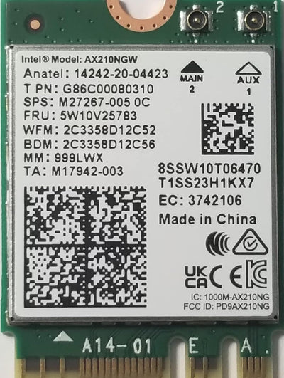 Intel AX210.NGWG WiFi 6E Bluetooth 5.3 Adapter