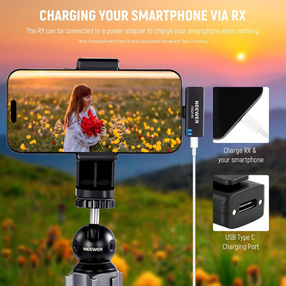 Neewer KM24 Wireless Lavalier Microphone USB-C Dual Mics