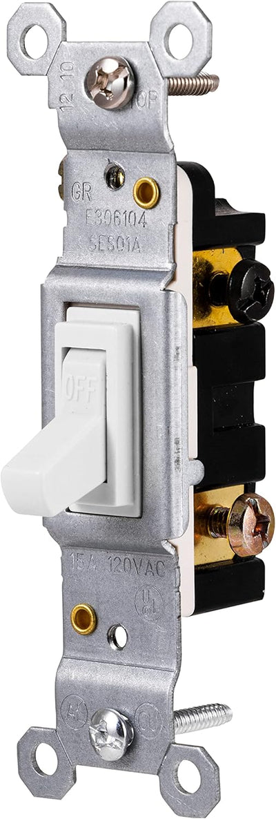 GE 54161HEP Grounding Toggle Switch - Single Pole, White