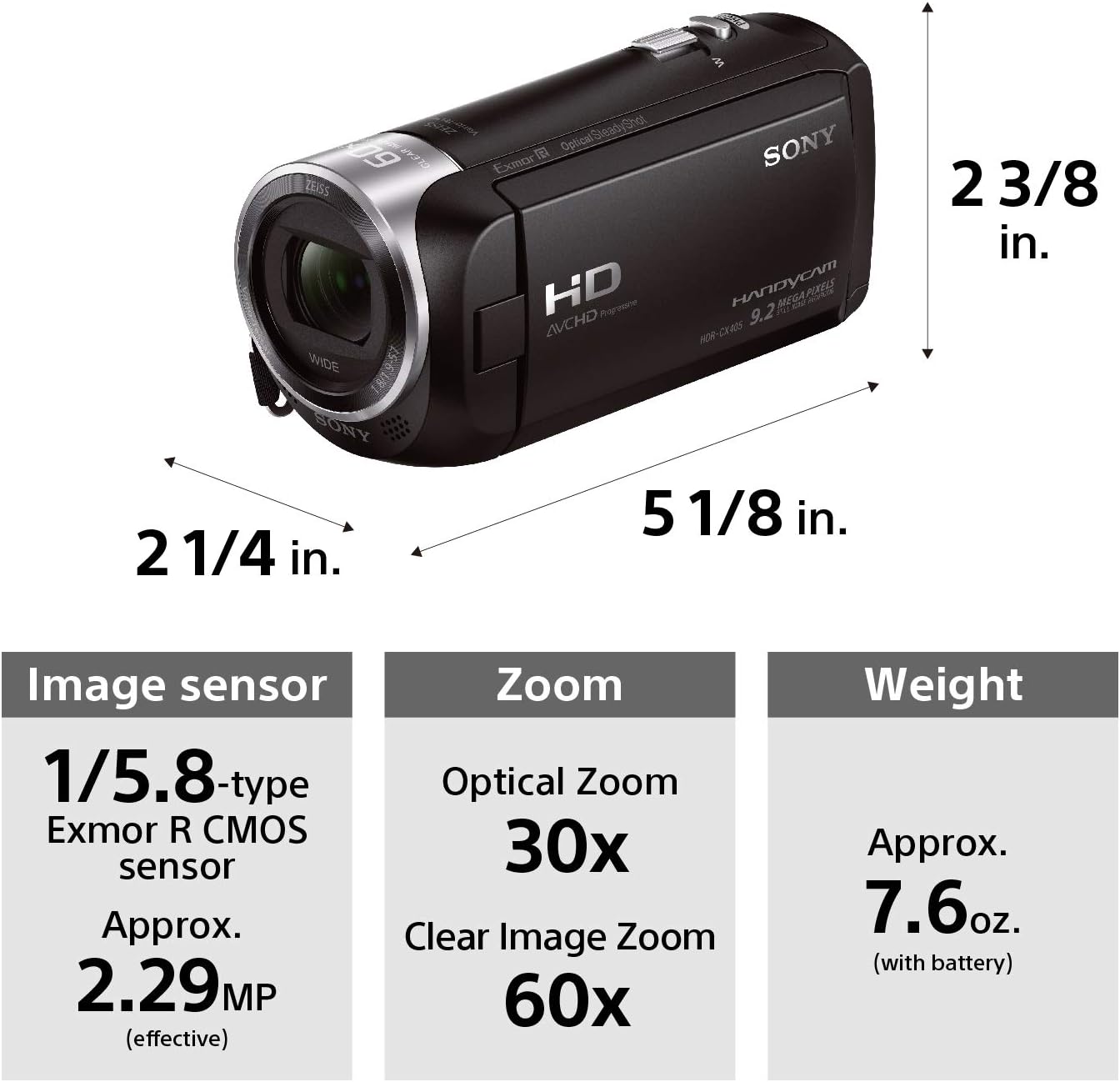Sony HDRCX405/B Handycam HD Camcorder Black