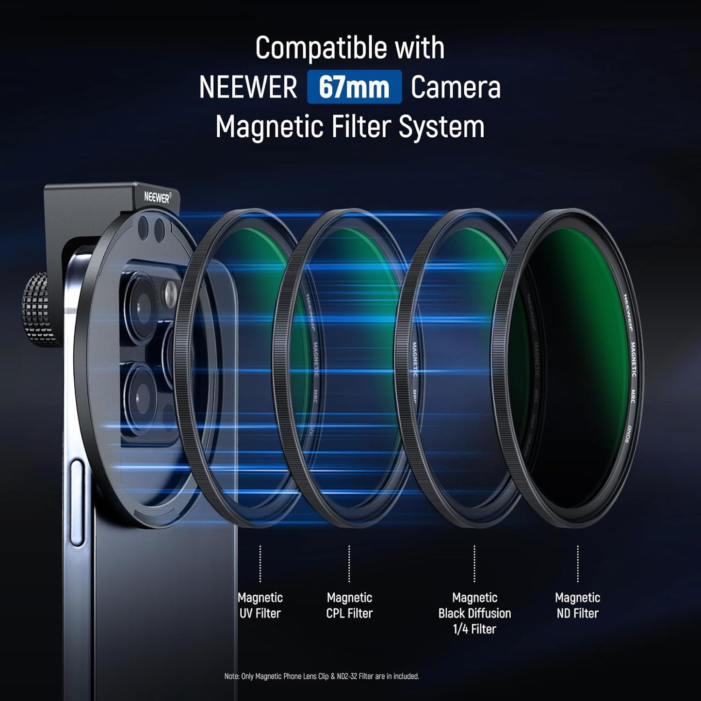 Neewer 10103078 67mm Magnetic Phone Lens Filter Kit