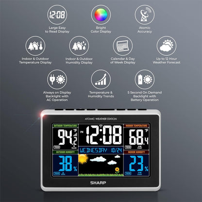 Sharp SPC1027AMZ Weather Station Atomic Clock