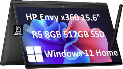 HP Envy x360 2-in-1 Laptop: Ryzen 5, 8GB RAM, 512GB SSD