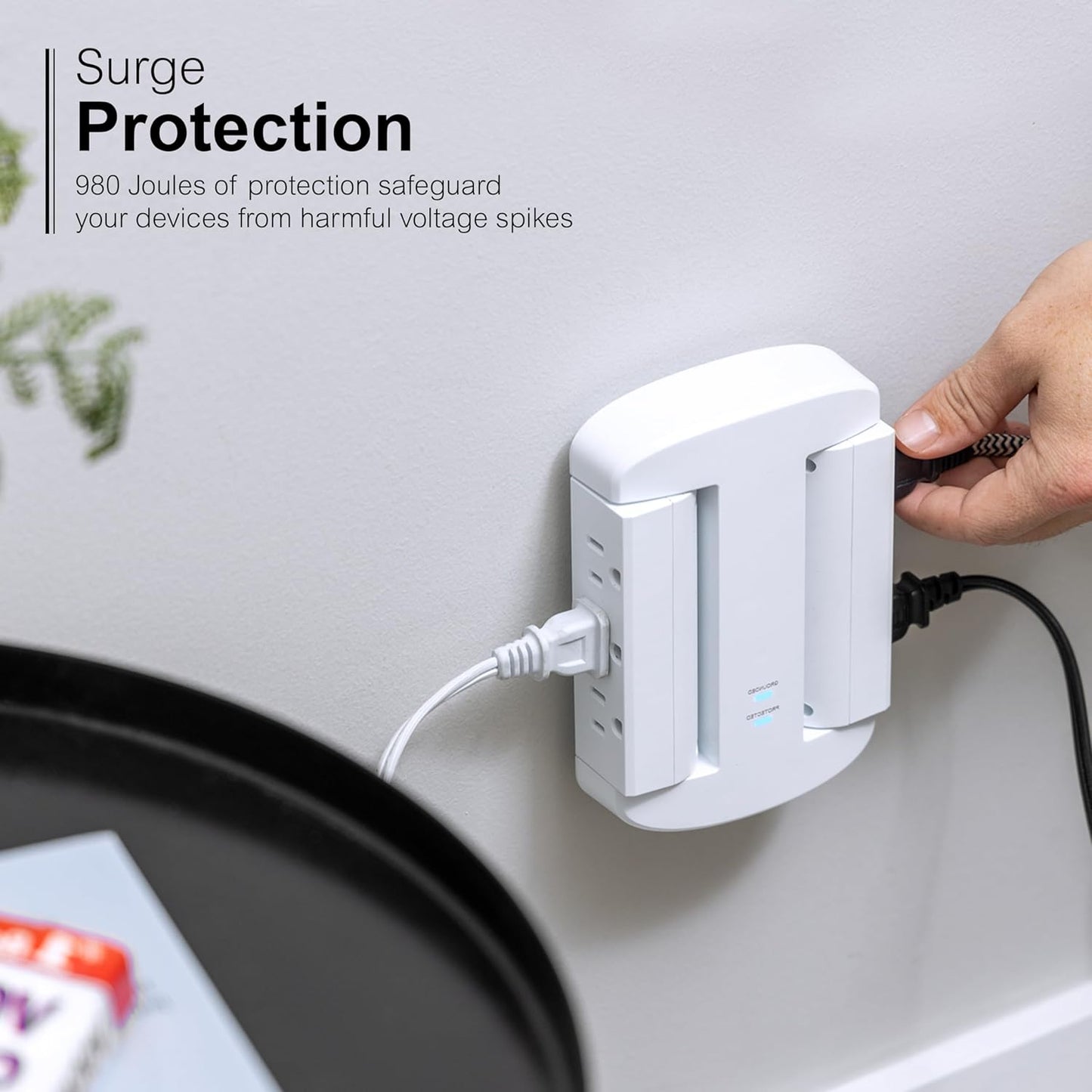 GE 81781 6-Outlet Swivel Surge Protector Wall Tap - 980 Joules