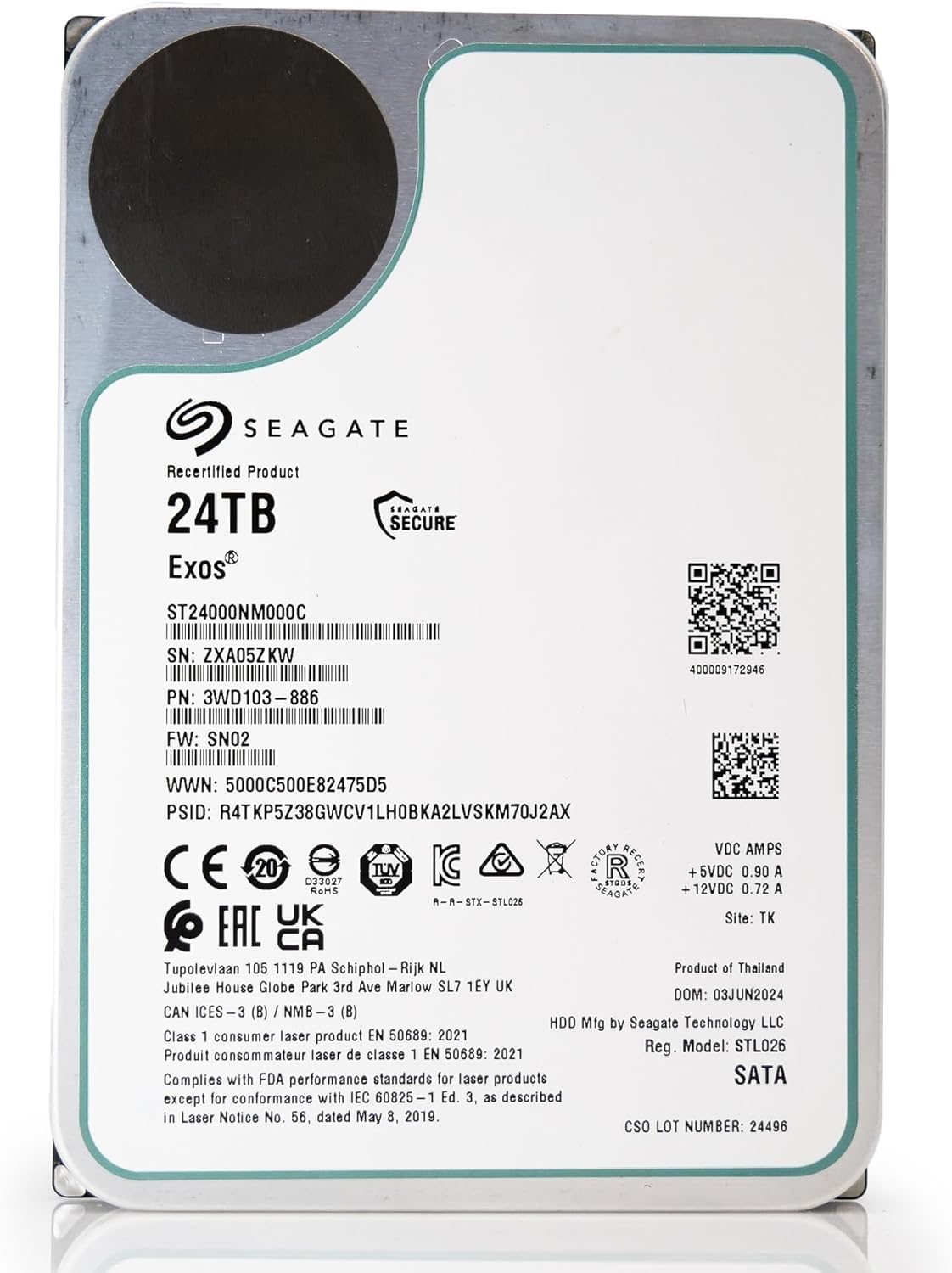 Seagate Exos ST24000NM000C 24TB 7.2K SATA Enterprise HDD
