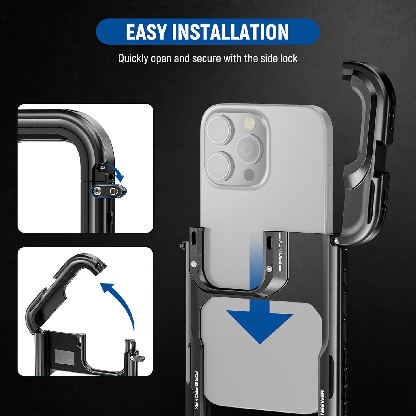 Neewer PA074 iPhone 16 Pro Max Cage Stabilizer Rig