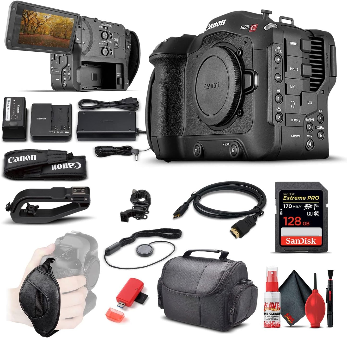 Canon EOS C70 Cinema Camera RF Lens Mount Bundle (Renewed)